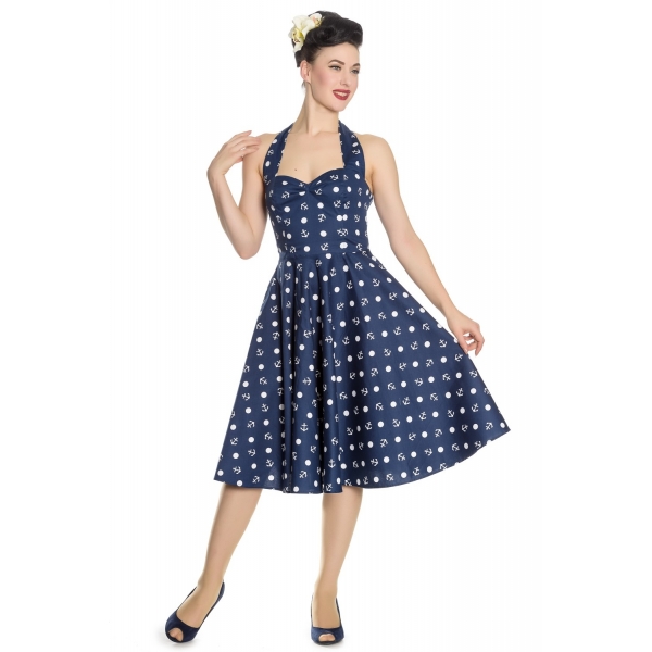 Robe pin-up rockabilly ancres et pois.