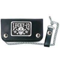 Portefeuille Lucky 13 en cuir avec chaîne.