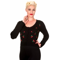 Gilet femme rockabilly motif cerises.