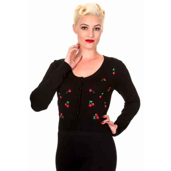 Gilet femme rockabilly motif cerises.