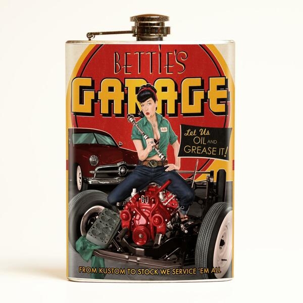 Flasque à alcool rétro Bettie Page Garage.
