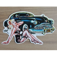 Autocollant pin-up voiture américaine par Big Toe.