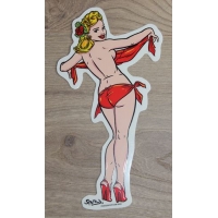 Autocollant pin-up vintage.