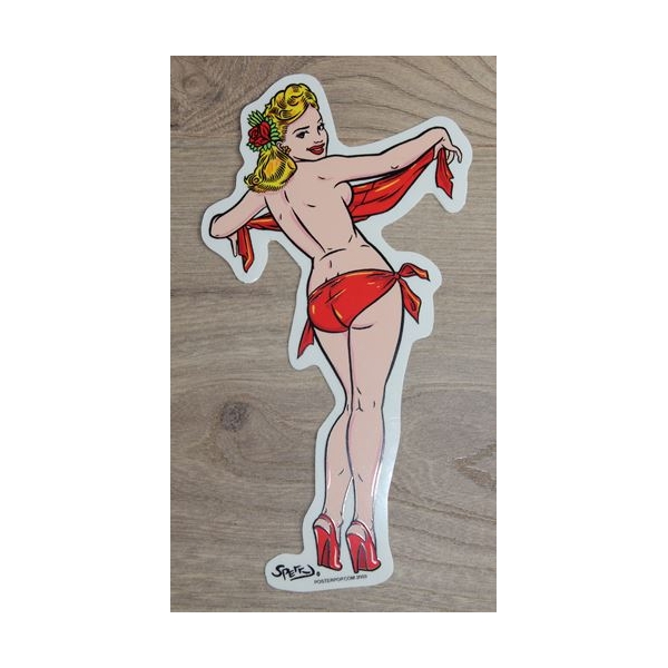 Autocollant pin-up vintage.