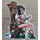 Sticker Tiki pin-up hawaïenne.