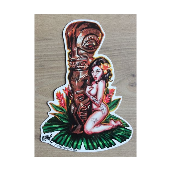 Sticker pin-up sexy avec tiki.