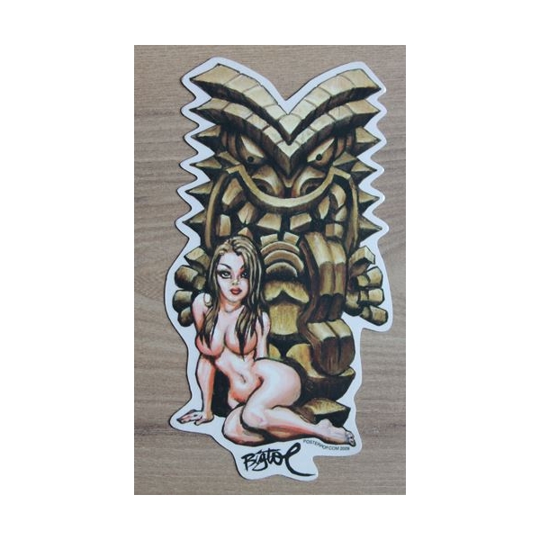 Sticker pin-up blonde tiki.