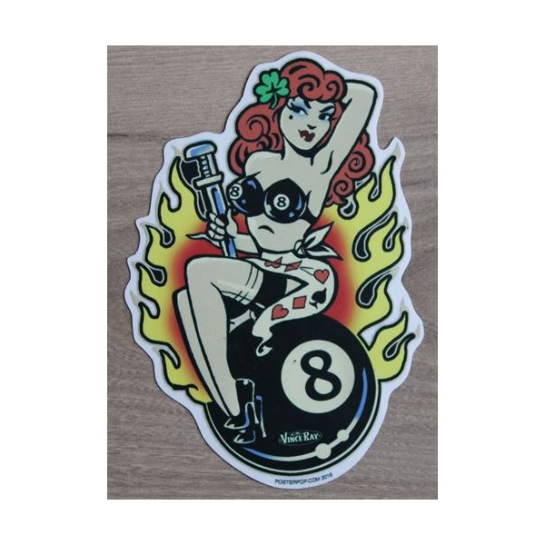 Autocollant Lucky pin-up par Vince Ray.