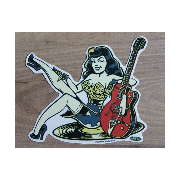 Autocollant pin-up rockabilly Vince Ray