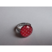 bague pin-up rouge à pois