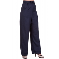 Pantalon femme vintage bleu navy.