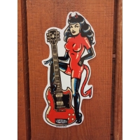 Sticker pin-up guitare Vince Ray.