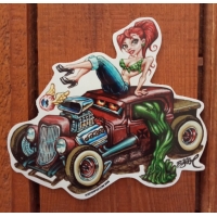 Sticker pin-up monster hot-rod.