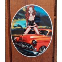 Sticker pin-up voiture américaine.