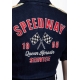overall femme rockabilly denim Queen Kerosin broderie dos Speedway Service