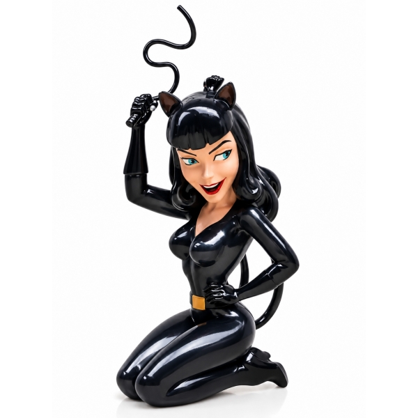 Figurine pin-up Lil’ Bettie Kitten with a Whip Retro-a-go-go en résine noire
