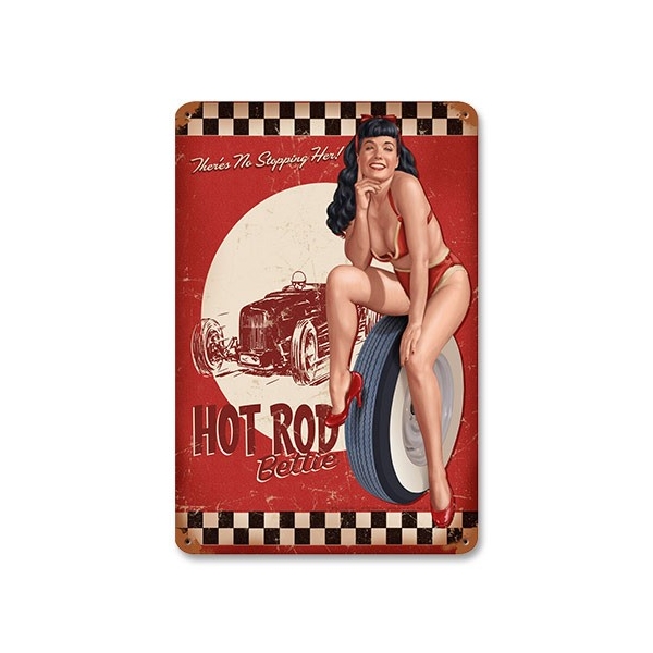 Plaque métal hot-rod Bettie Page