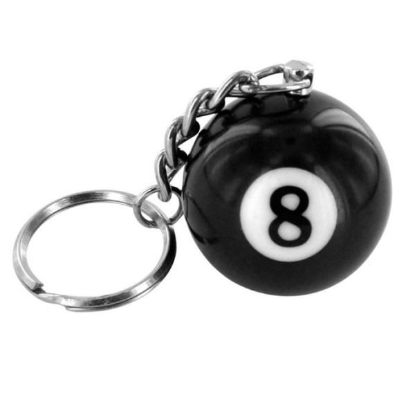 Porte clé boule de billard n°8, eight ball