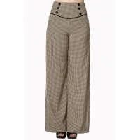 Pantalon femme vintage à carreaux marron.